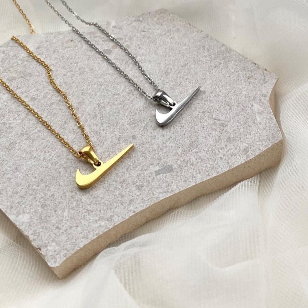 Gold Nike Swoosh Pendant